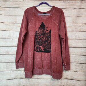 Torrid Wave Wash Distressed Sacred Plants Graphic Crewneck Sweater Size 1X